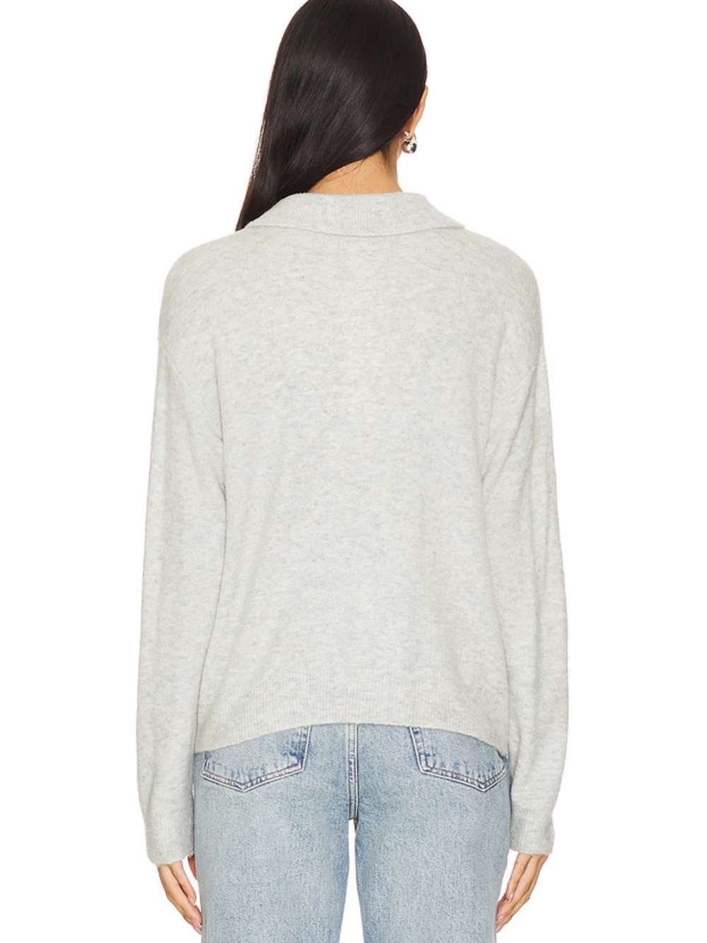 NWT Lovers and Friends Ivy Polo Sweater Light Grey S Soft Collared Revolve - Picture 11 of 12